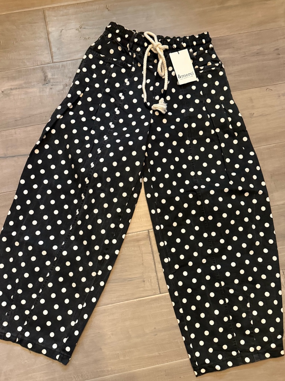 Wide Leg Polka Dot Jeans - Black/White